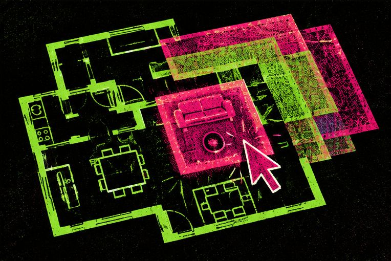 Illustration: interactive floor plan with a highlighted room